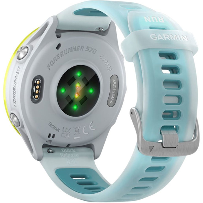 Смарт-годинник Garmin Forerunner 570 47mm Amp Yellow Aluminum w. Translucent Whitestone/Turquoise Band (010-02971-01)
