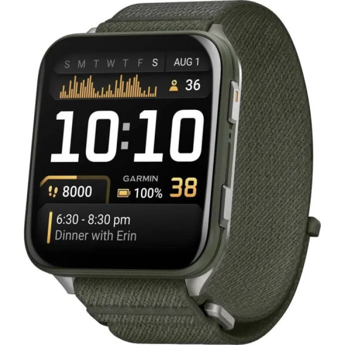 Смарт-годинник Garmin Venu X1 Moss with Titanium Caseback and Moss ComfortFit Nylon Band (010-02980-01/03)