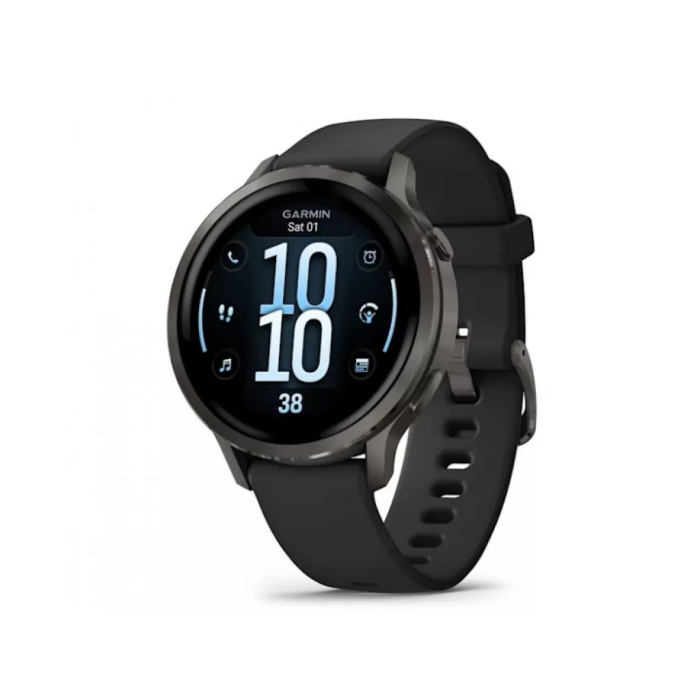 Смарт-годинник Garmin Venu 4 41 mm Slate with Black Silicone Band (010-03013-02)