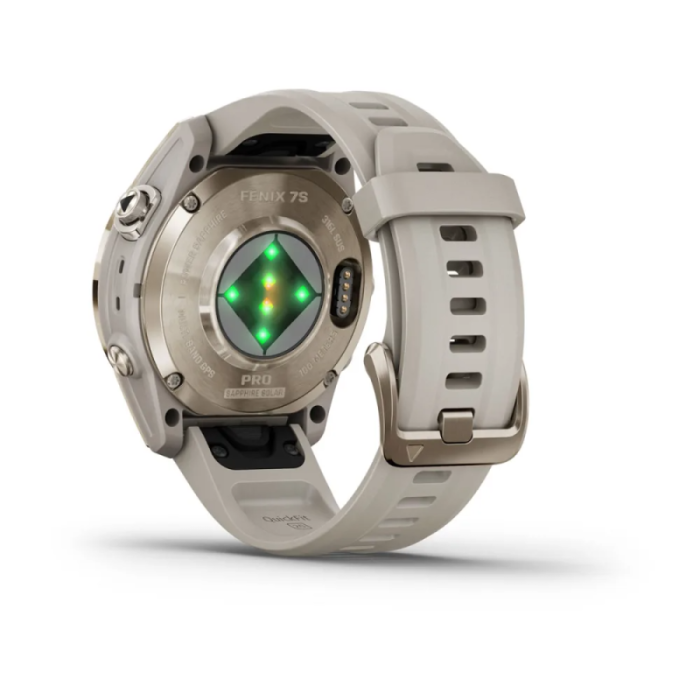 Смарт-годинник Garmin Fenix 7S Pro Sapphire Solar Soft Gold w. Light Sand Band (010-02776-14/15)