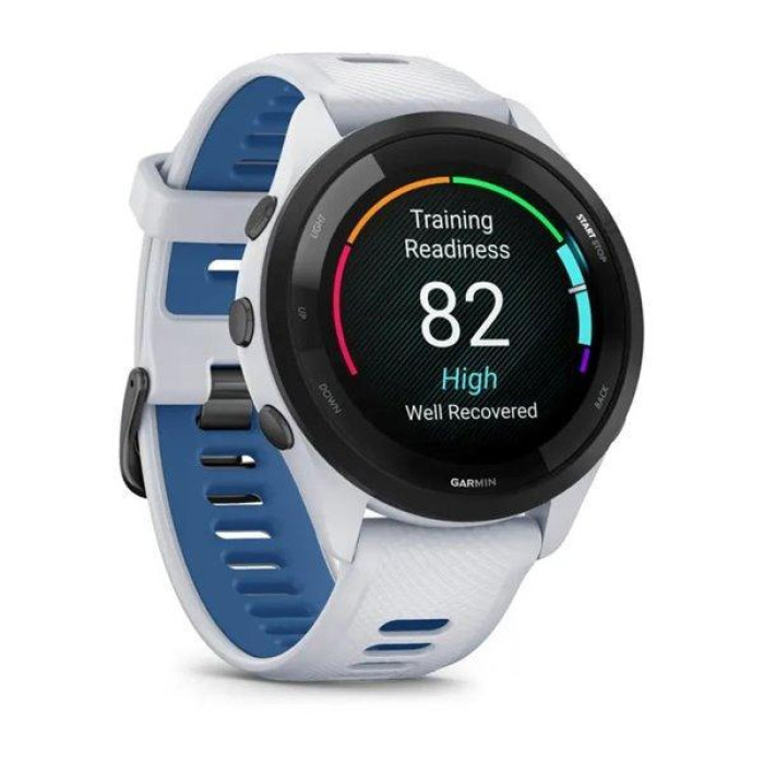Смарт-годинник Garmin Forerunner 265 Black Bezel w. Whitestone Case and Whitestone/Tidal Blue S. Band (010-02810-01/11/51)