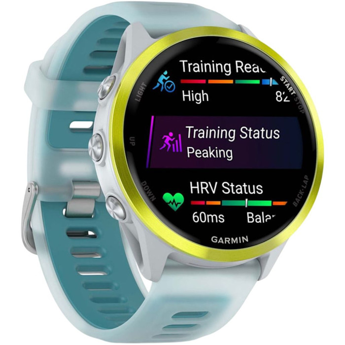 Смарт-часы Garmin Forerunner 570 47mm Amp Yellow Aluminum w. Translucent Whitestone/Turquoise Band (010-02971-01)