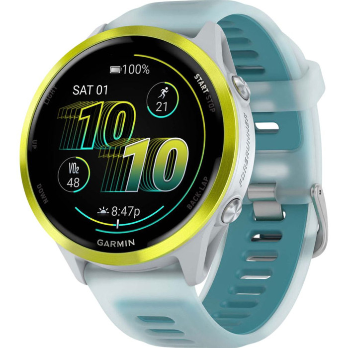 Смарт-часы Garmin Forerunner 570 47mm Amp Yellow Aluminum w. Translucent Whitestone/Turquoise Band (010-02971-01)
