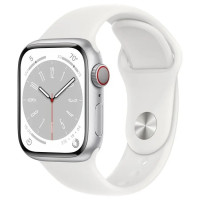 Apple Watch Series 8 GPS + Cellular 45mm Silver Aluminum Case with White Sport Band - ML (MP4W3)