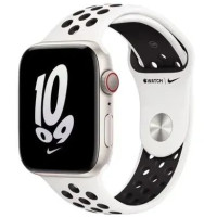Apple Watch SE2 GPS + Cellular 44mm Starlight Aluminum case with Summit White/Black Nike Sport Band - M/L (MNQE3 + MPH33)