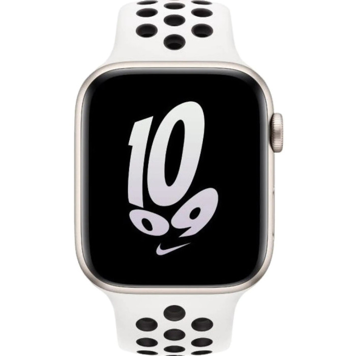 Apple Watch SE2 GPS + Cellular 44mm Starlight Aluminum case with Summit White/Black Nike Sport Band - M/L (MNQE3 + MPH33)