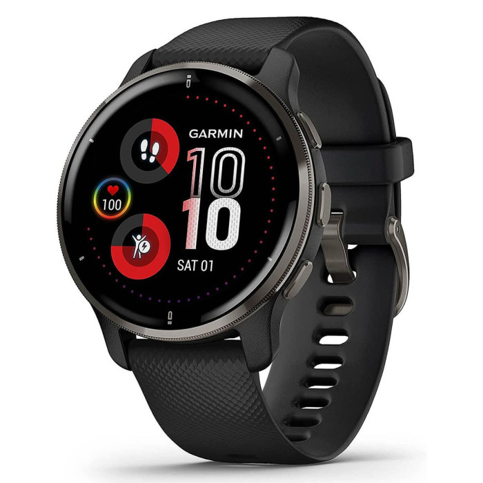 Смарт-годинник Garmin Venu 2 Plus Slate S. Steel Bezel w. Black Case and S. Band (010-02496-01/11/51))