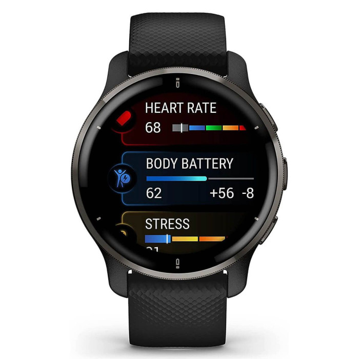 Смарт-годинник Garmin Venu 2 Plus Slate S. Steel Bezel w. Black Case and S. Band (010-02496-01/11/51))