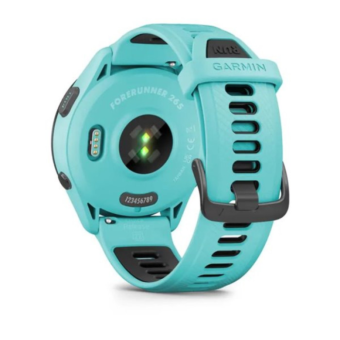 Смарт-годинник Garmin Forerunner 265 Black Bezel w. Aqua Case and Aqua/Black Silicone Band (010-02810-02/12/52)