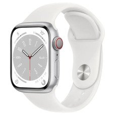 Apple Watch Series 8 GPS + Cellular 45mm Silver Aluminum Case with White Sport Band - ML (MP4W3)