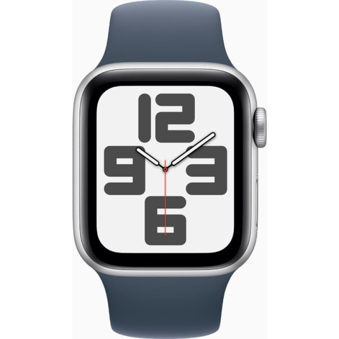 Apple Watch SE 2 GPS + Cellular 40mm Silver Aluminum Case w. Storm Blue Sport Band - S/M (MRGH3/MRGJ3)