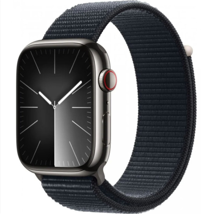 Apple Watch Series 9 GPS + Cellular 45mm Graphite S. Steel Case w. Midnight S. Loop (MRQN3+MT593)