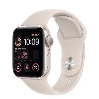 Apple Watch SE 2 GPS 44mm Starlight Aluminum Case w. Starlight Sport Band - M/L (MNTE3)