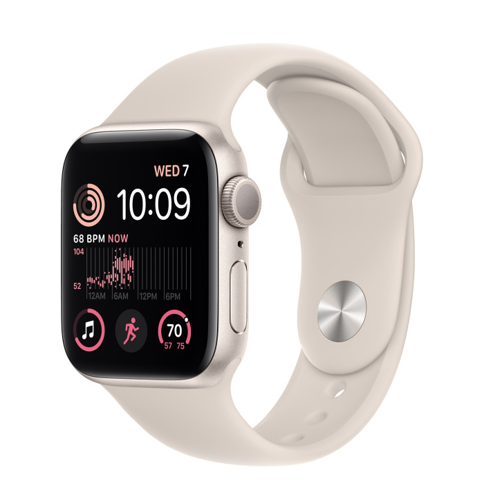 Apple Watch SE 2 GPS 44mm Starlight Aluminum Case with Starlight Sport Band (MNJX3)