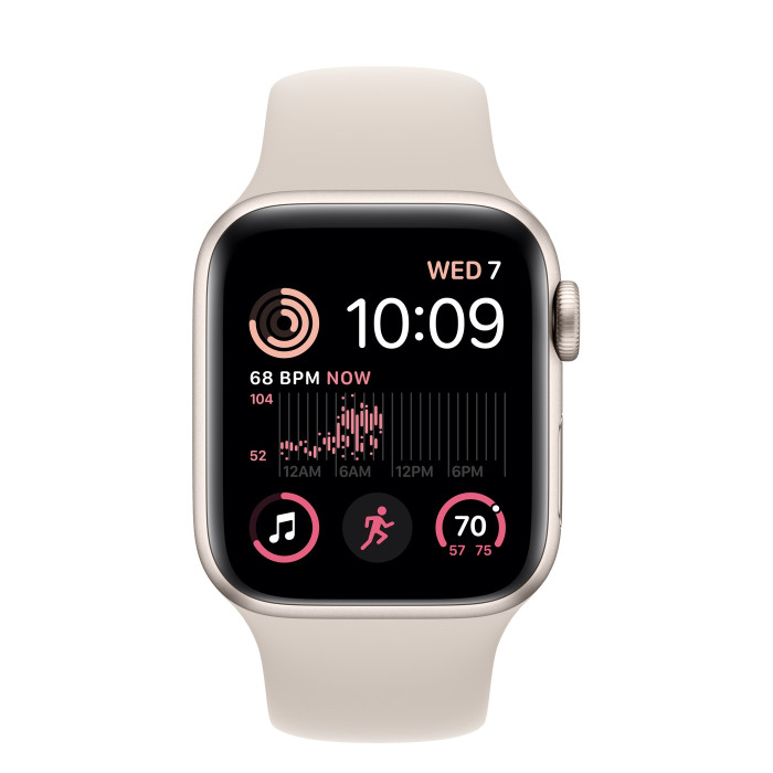 Apple Watch SE 2 GPS 44mm Starlight Aluminum Case with Starlight Sport Band (MNJX3)