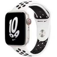 Apple Watch SE2 GPS + Cellular 44mm Starlight Aluminum case with Summit White/Black Nike Sport Band - M/L (MNQE3 + MPH33)