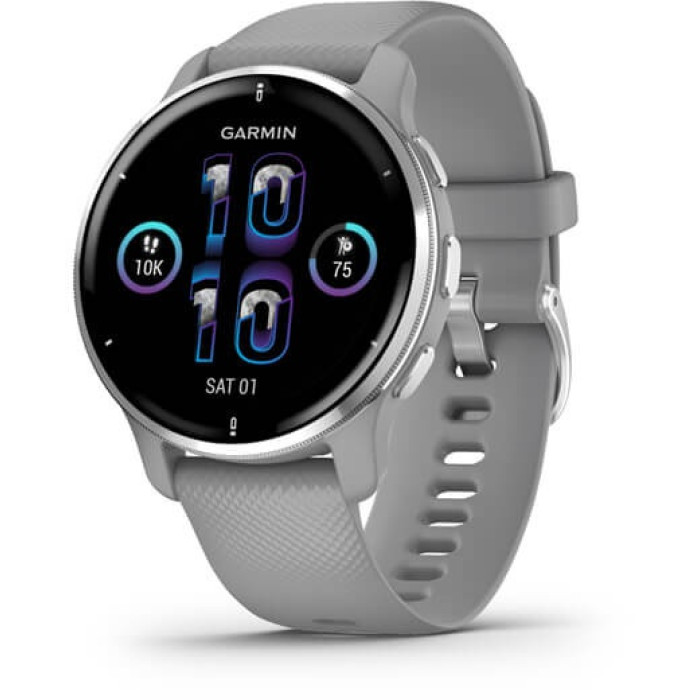 Смарт-годинник Garmin Venu 2 Plus Silver S. Steel Bezel w. Powder G. Case and S. Band (010-02496-00/10)