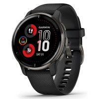 Смарт-часы Garmin Venu 2 Plus Slate S. Steel Bezel w. Black Case and S. Band (010-02496-01/11/51))