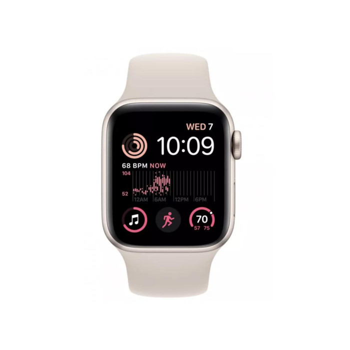 Apple Watch SE 2 GPS 44mm Starlight Aluminum Case w. Starlight Sport Band - S/M (MNTD3)