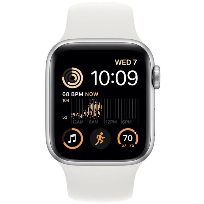 Apple Watch SE 2 GPS 40mm Silver Aluminum Case with White Sport Band - S/M (MNT93)