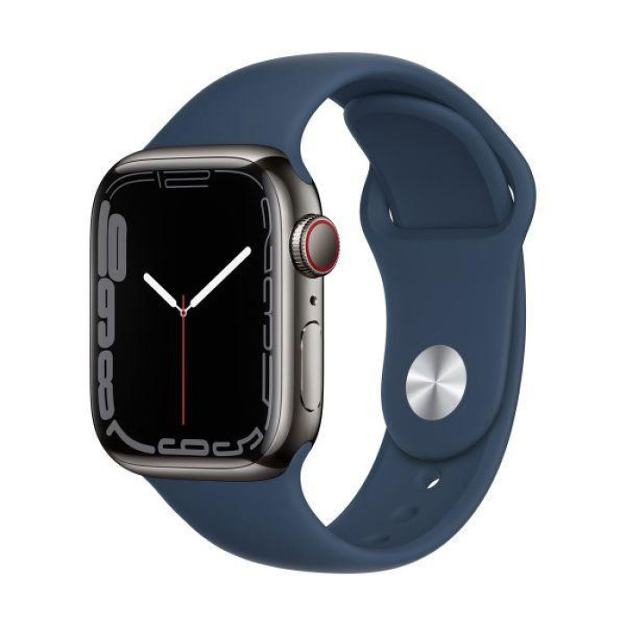 Apple Watch Series 7 GPS + Cellular 41mm Graphite S. Steel Case w. Abyss Blue S. Band (MKHJ3)