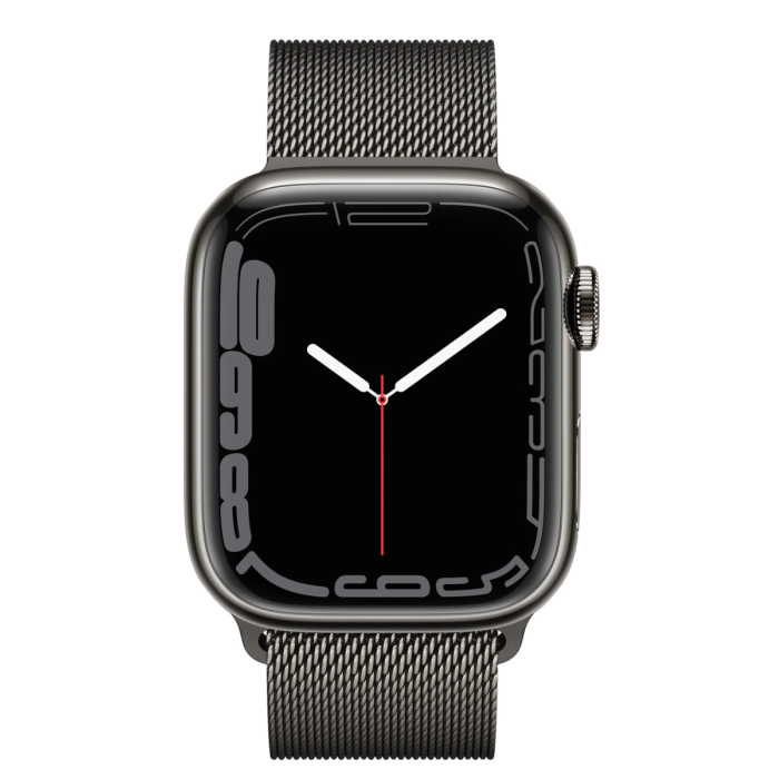 Apple Watch Series 7 GPS + Cellular 41mm Graphite Stainless Steel Case with Graphite Milanese Loop (MKHK3)