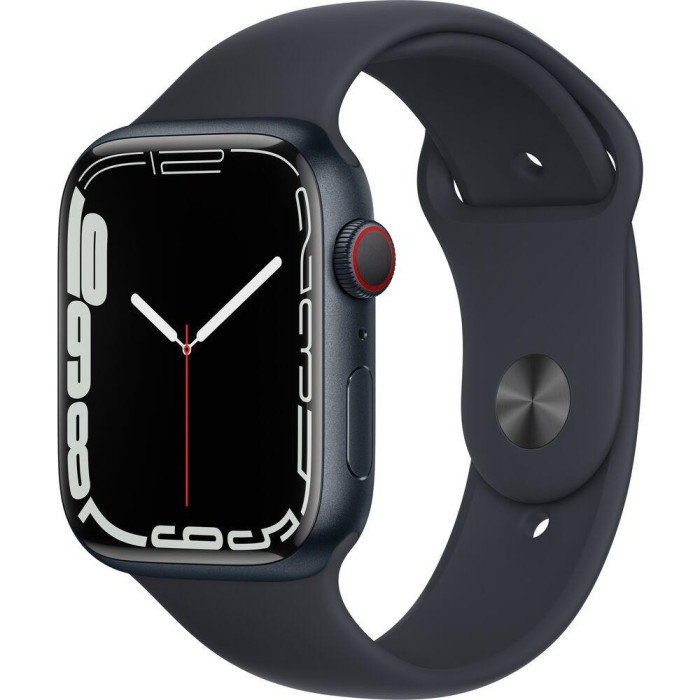 Apple Watch Series 7 GPS + Cellular 45mm Midnight Aluminum Case w. Midnight S. Band (MKJ73)
