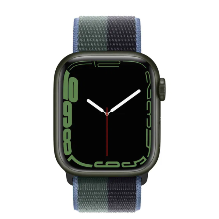 Apple Watch Series 7 45mm Green Aluminum Case with Abyss Blue/Moss Green Sport Loop (MKNR3, ML313)