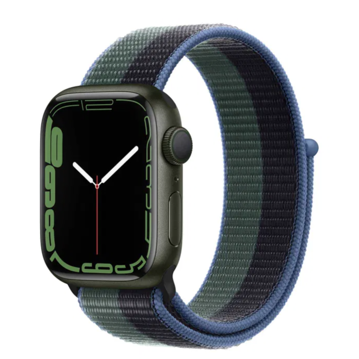 Apple Watch Series 7 45mm Green Aluminum Case with Abyss Blue/Moss Green Sport Loop (MKNR3, ML313)