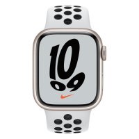 Apple Watch Nike Series 7 GPS 45mm Starlight Aluminum Case w. Pure Platinum/Black Nike Sport Band (MKNA3)