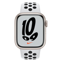 Apple Watch Nike Series 7 GPS 45mm Starlight Aluminum Case w. Pure Platinum/Black Nike Sport Band (MKNA3)