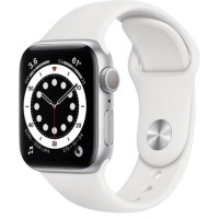 Apple Watch Series 6 GPS 44mm Silver Aluminum Case w. White Sport B. (M00D3)