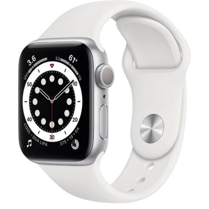 Apple Watch Series 6 GPS 44mm Silver Aluminum Case w. White Sport B. (M00D3)