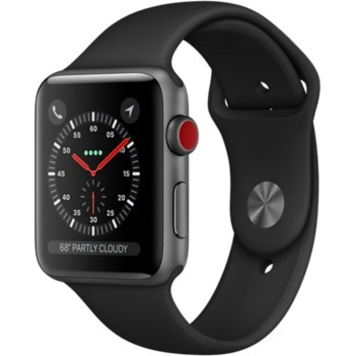 Apple Watch Series 3 GPS + Cellular 42mm Space Gray Aluminum w. Black Sport B. (MQK22) A, Б/У