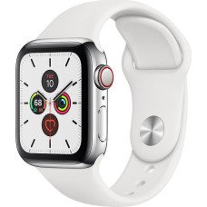 Apple Watch Series 5 40mm GPS + LTE Stainless Steel Case with White Band (MWWR2)