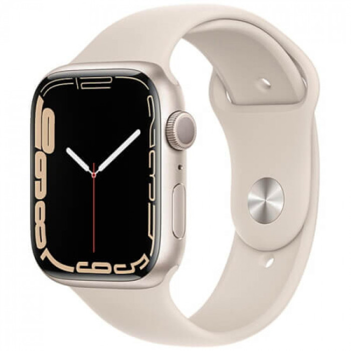 Apple Watch Series 7 GPS 45mm Starlight Aluminum Case With Starlight Sport Band (MKN63)