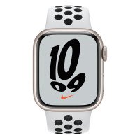 Apple Watch Nike Series 7 GPS 45mm Starlight Aluminum Case w. Pure Platinum/Black Nike Sport Band (MKNA3)