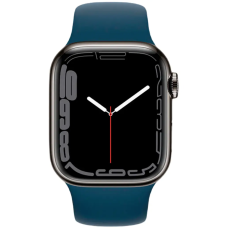 Apple Watch Series 7 GPS + Cellular 41mm Graphite S. Steel Case w. Abyss Blue S. Band (MKHJ3)