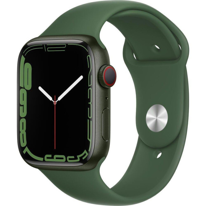 Apple Watch Series 7 GPS + Cellular 45mm Green Aluminum Case with Clover Sport Band (MKJ93)