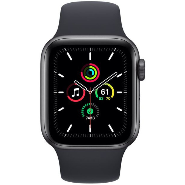 Apple Watch SE GPS 44mm Space Gray Aluminum Case with Midnight Sport Band (MKQ63)