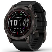 Garmin Fenix 7 Sapphire Solar Carbon Gray DLC Titanium with Black Band (010-02540-20/21)