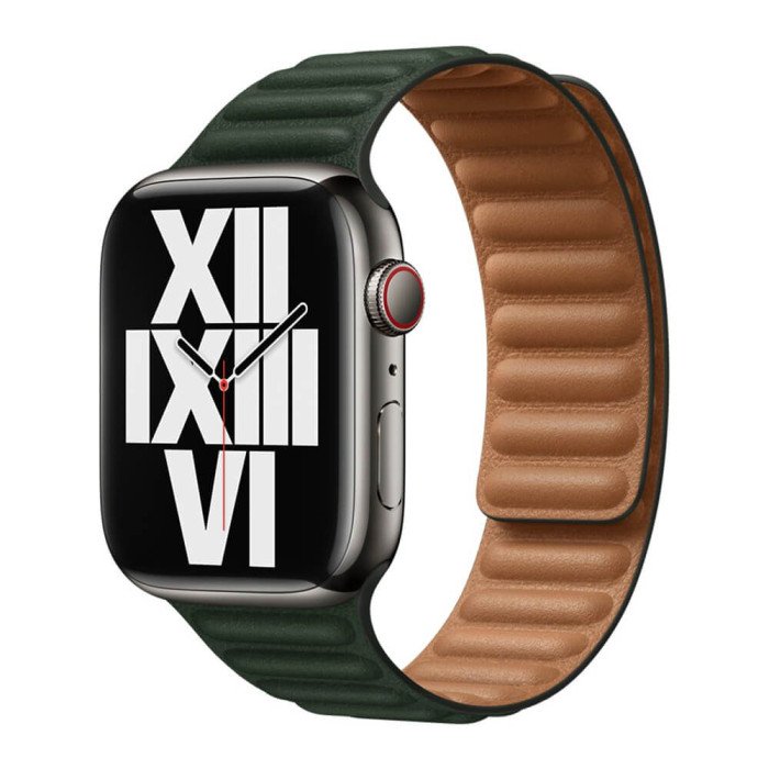 ремінець Apple Sequoia Green Leather Link M/L (ML803) для Watch 44/45mm