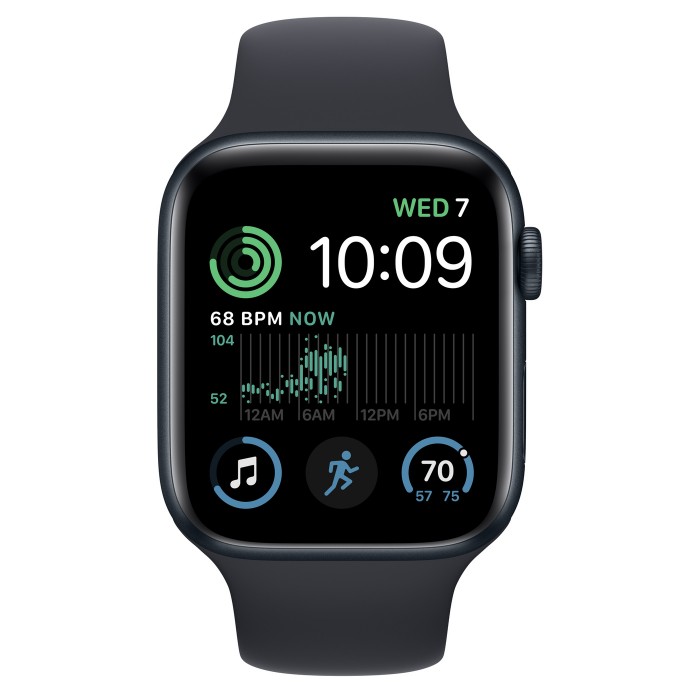 Apple Watch SE 2 GPS + Cellular 44mm Midnight Aluminum Case with Midnight Sport Band (MNPY3)