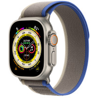 Apple Watch Ultra GPS + Cellular 49mm Titanium Case with Blue/Gray Trail Loop - S/M (MNHE3/MNHL3)
