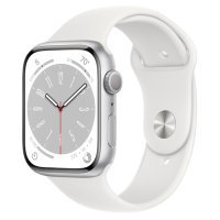 Apple Watch Series 8 GPS 45mm Silver Aluminum Case with White S. Band - M/L (MP6N3, MP6Q3)