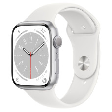 Apple Watch Series 8 GPS 45mm Silver Aluminum Case with White S. Band - M/L (MP6N3, MP6Q3)