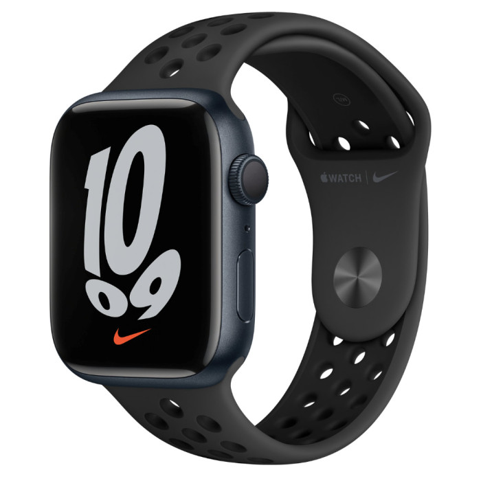 Apple Watch Nike Series 7 LTE 45mm Midnight Aluminum Case w. Anthracite/Black Nike S. Band (MKJL3+MKL53)