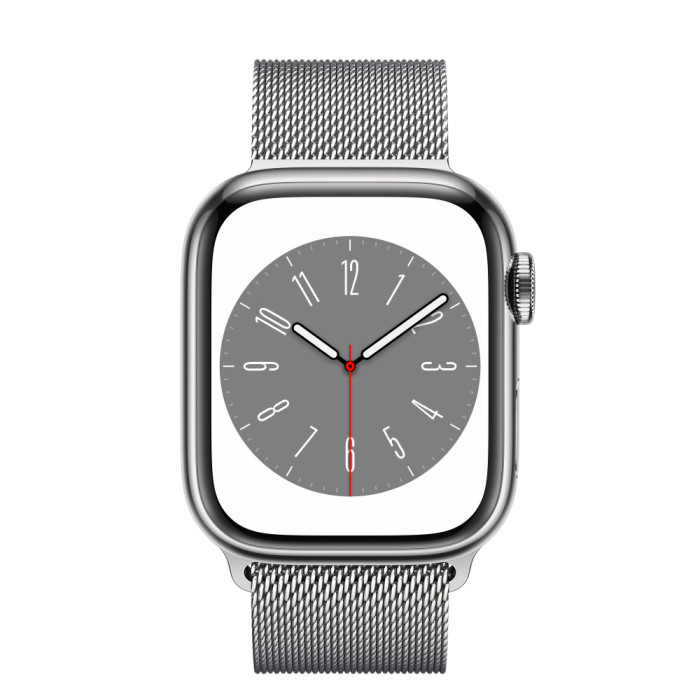 Apple Watch Series 8 GPS + Cellular 41mm Silver S. Steel Case w. Milanese Loop Silver (MNJ73/MNJ83)