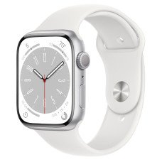 Apple Watch Series 8 GPS 45mm Silver Aluminum Case with White S. Band - M/L (MP6N3, MP6Q3)
