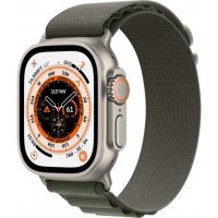 Apple Watch Ultra GPS + Cellular 49mm Titanium Case with Green Alpine Loop - Medium (MQEW3/MQFN3)